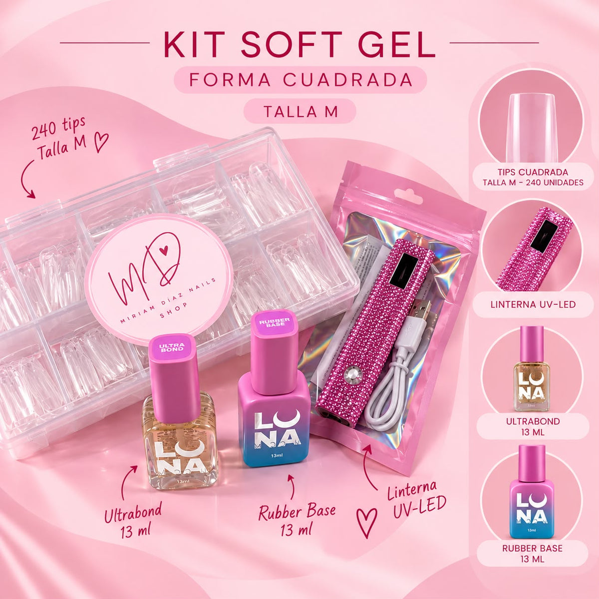 Kit Soft Gel Cuadrada Talla M