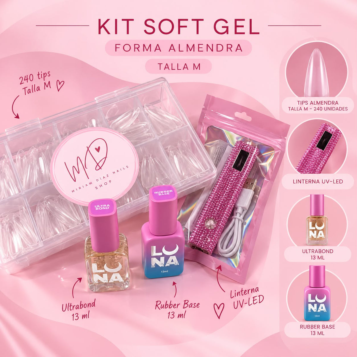 Kit Soft Gel Almendra Talla M