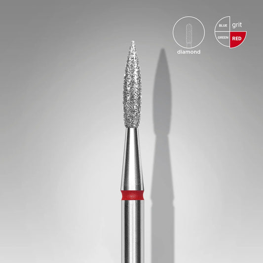 STALEKS EXPERT Fresa diamantada «Llama aguda» roja, diámetro 2,3 mm, parte de trabajo 8 mm