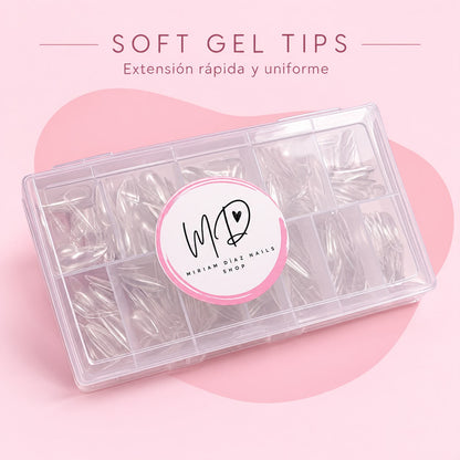 Tips Soft Gel Stiletto – Talla M (240 unidades)