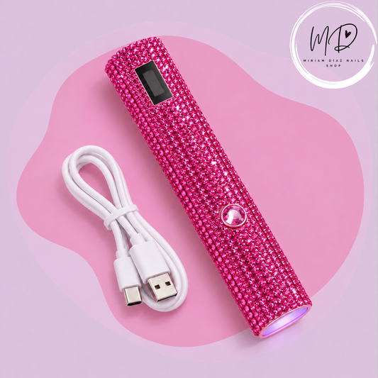 Linterna UV/LED rosa con pedrería