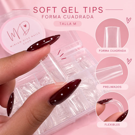 Soft Gel Tips Cuadrados Talla M (240 unidades)