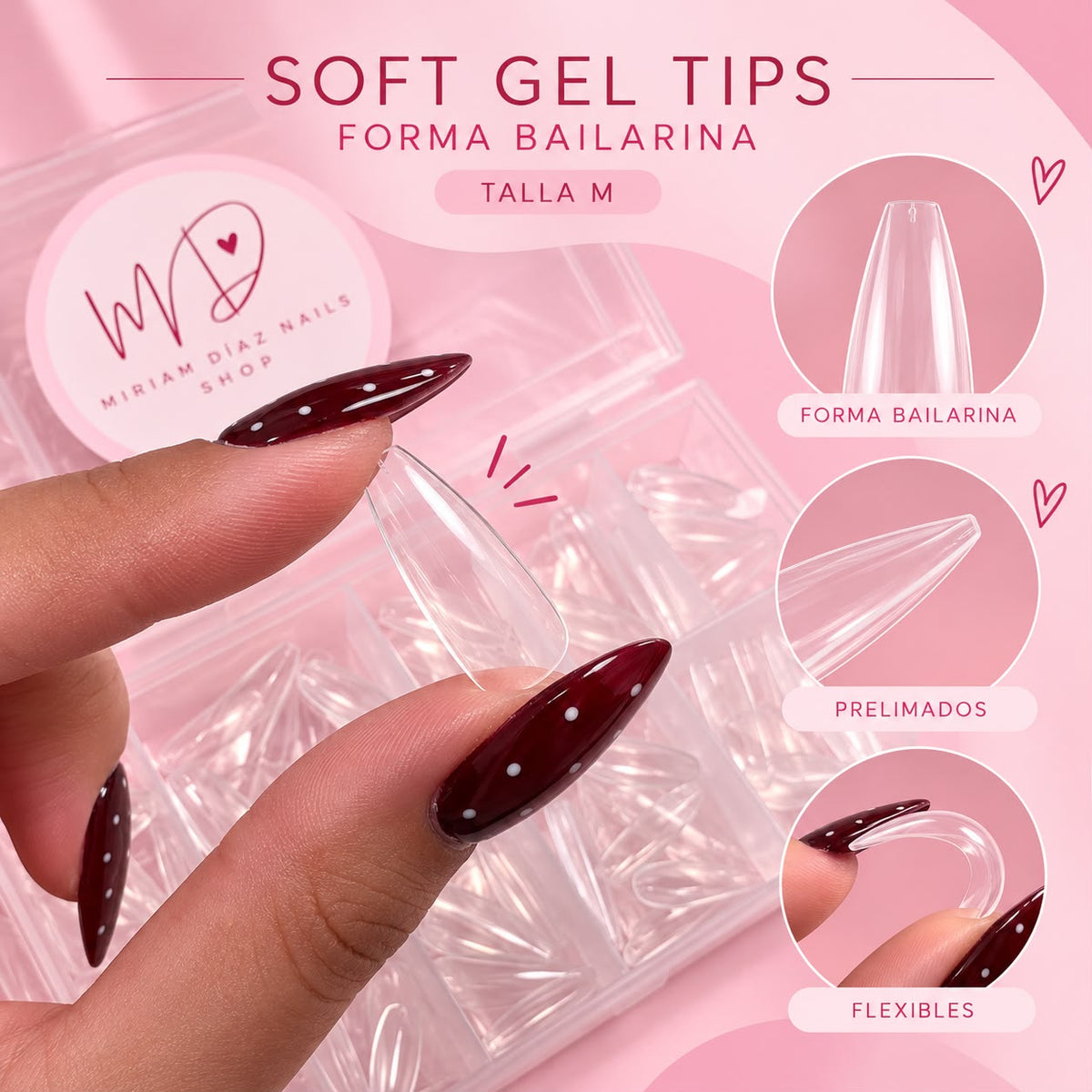 Soft Gel Tips Bailarina Talla M (240 unidades)