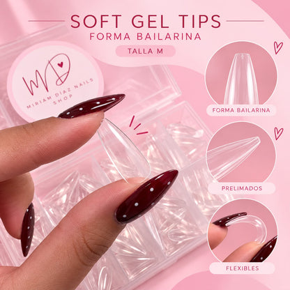 Soft Gel Tips Bailarina Talla M (240 unidades)